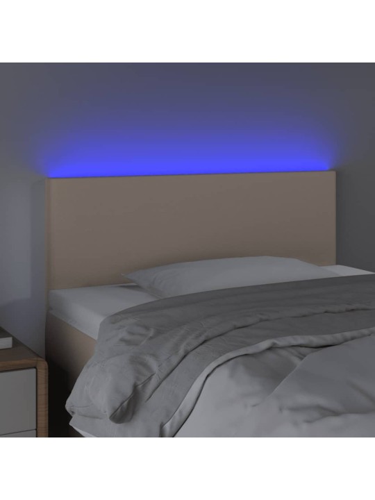 Gultas galvgalis ar led, 90x5x78/88 cm, kapučīno mākslīgā āda