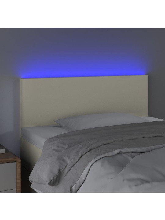Gultas galvgalis ar led, 100x5x78/88cm, krēmkrāsas mākslīgā āda