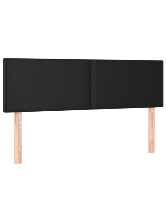 Gultas galvgalis ar LED, 144x5x78/88 cm, melna mākslīgā āda