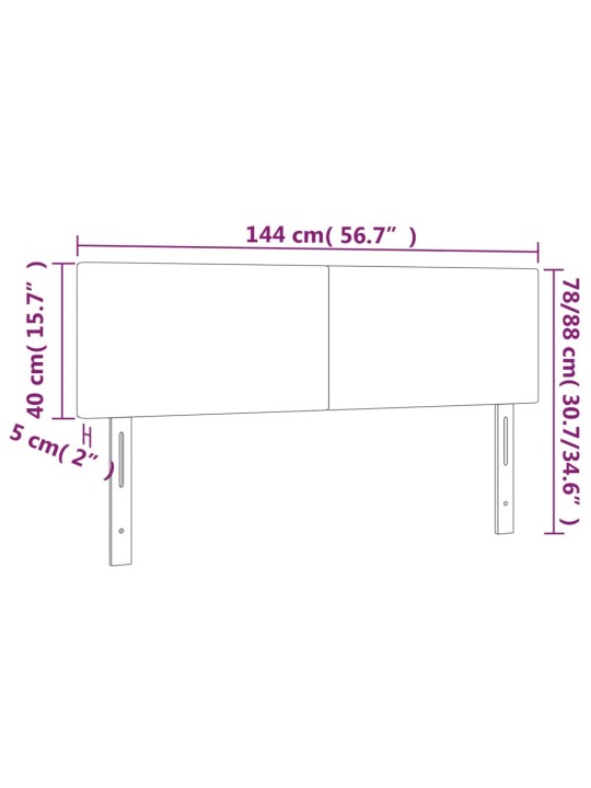 Gultas galvgalis ar LED, 144x5x78/88 cm, melna mākslīgā āda
