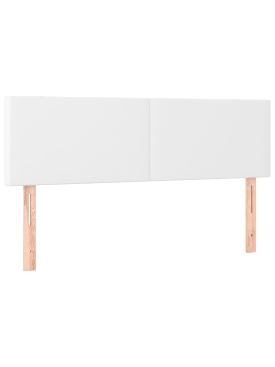Gultas galvgalis ar LED, 144x5x78/88 cm, balta mākslīgā āda