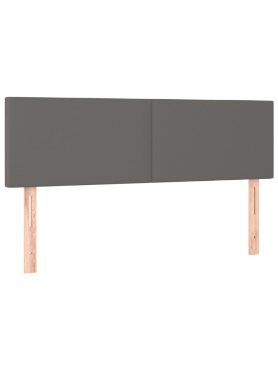 Gultas galvgalis ar LED, 144x5x78/88 cm, pelēka mākslīgā āda
