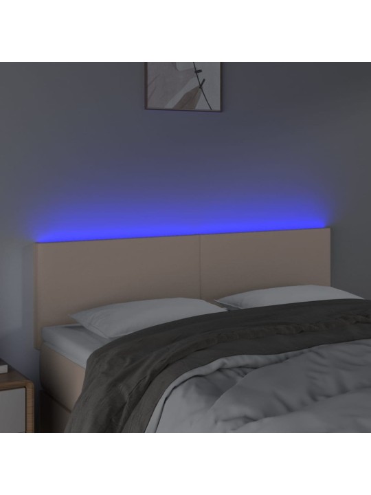 Gultas galvgalis ar LED, 144x5x78/88 cm, kapučīno mākslīgā āda