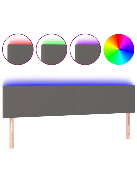 Gultas galvgalis ar LED, 160x5x78/88 cm, pelēka mākslīgā āda