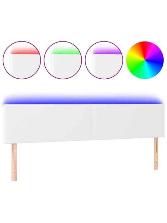 Gultas galvgalis ar led, 200x5x78/88 cm, balta mākslīgā āda