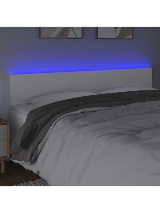 Gultas galvgalis ar led, 200x5x78/88 cm, balta mākslīgā āda