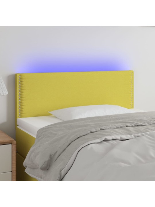 Gultas galvgalis ar LED, 80x5x78/88 cm, zaļš audums