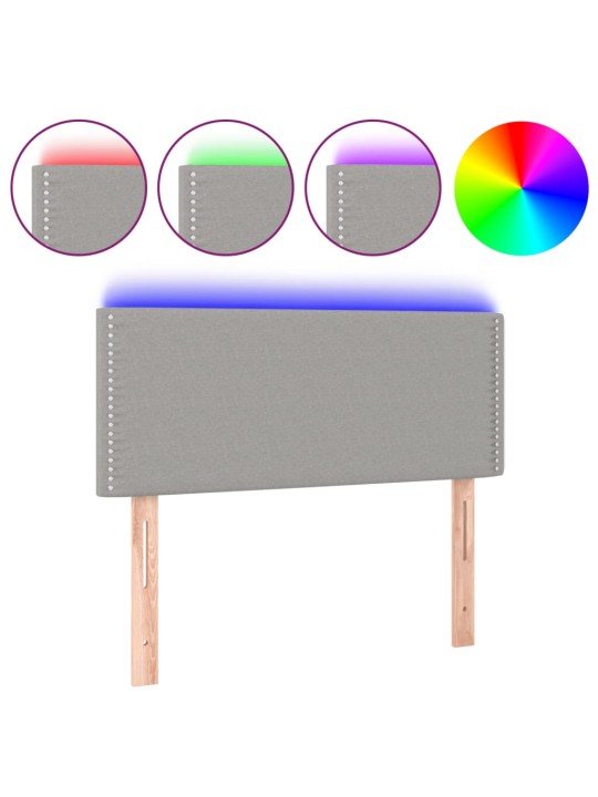 Gultas galvgalis ar led, 90x5x78/88 cm, gaiši pelēks audums