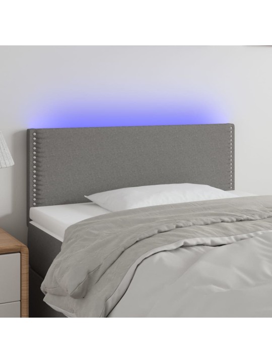 Gultas galvgalis ar led, 90x5x78/88 cm, tumši pelēks audums