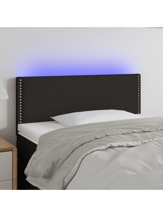 Gultas galvgalis ar led, 90x5x78/88 cm, melns audums
