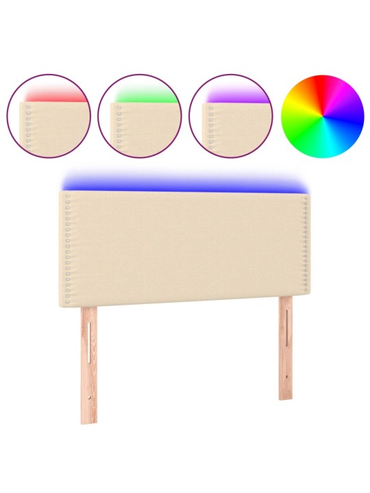 Gultas galvgalis ar led, 90x5x78/88 cm, krēmkrāsas audums