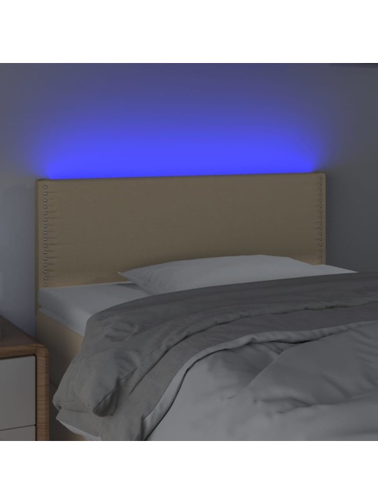 Gultas galvgalis ar led, 90x5x78/88 cm, krēmkrāsas audums