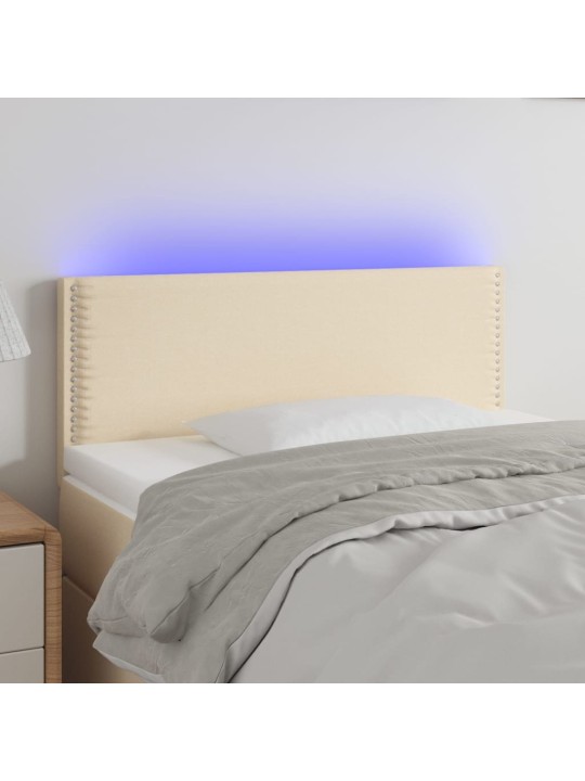 Gultas galvgalis ar led, 90x5x78/88 cm, krēmkrāsas audums