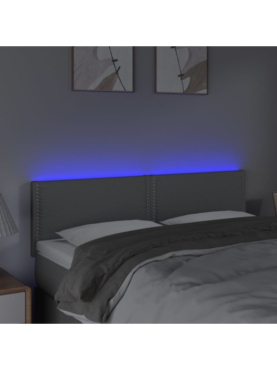 Gultas galvgalis ar LED, 144x5x78/88 cm, gaiši pelēks audums