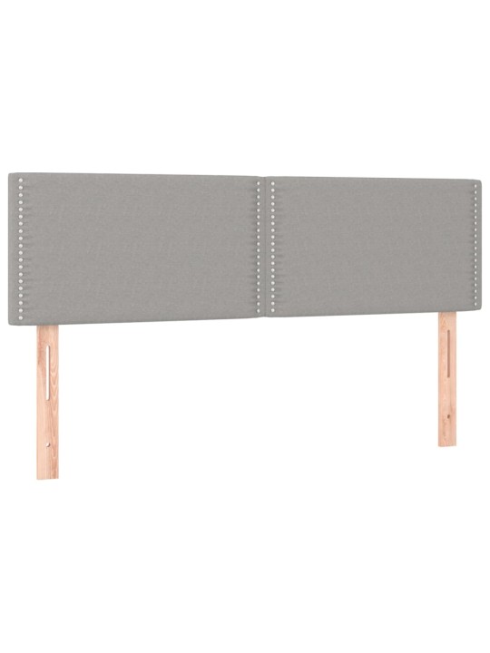 Gultas galvgalis ar LED, 144x5x78/88 cm, gaiši pelēks audums