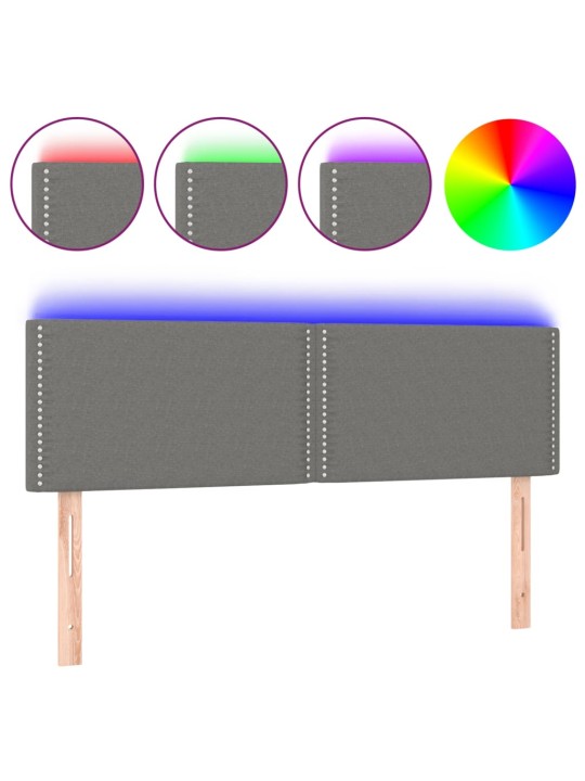 Gultas galvgalis ar LED, 144x5x78/88 cm, tumši pelēks audums