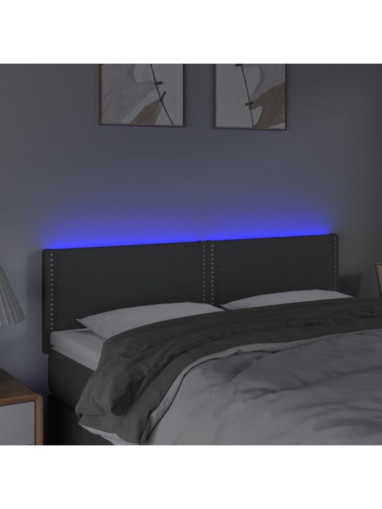 Gultas galvgalis ar LED, 144x5x78/88 cm, tumši pelēks audums
