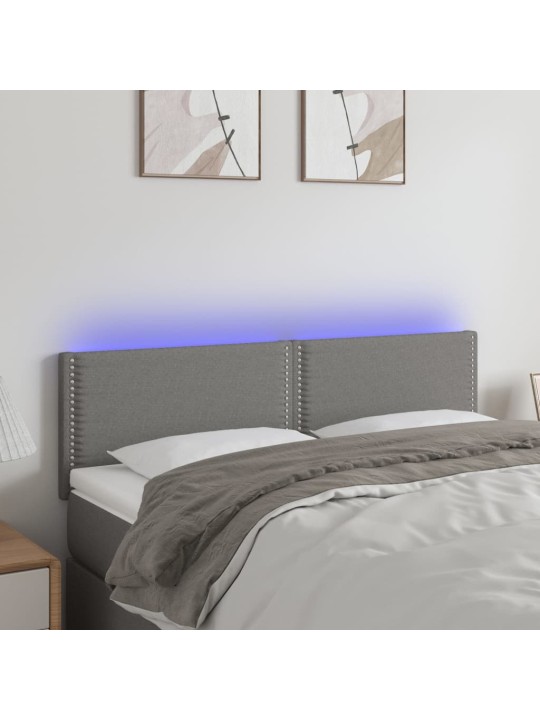 Gultas galvgalis ar LED, 144x5x78/88 cm, tumši pelēks audums