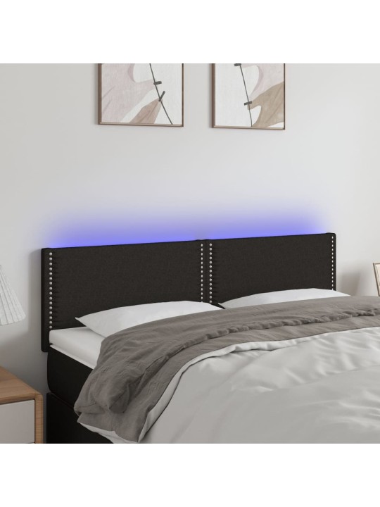 Gultas galvgalis ar LED, 144x5x78/88 cm, melns audums