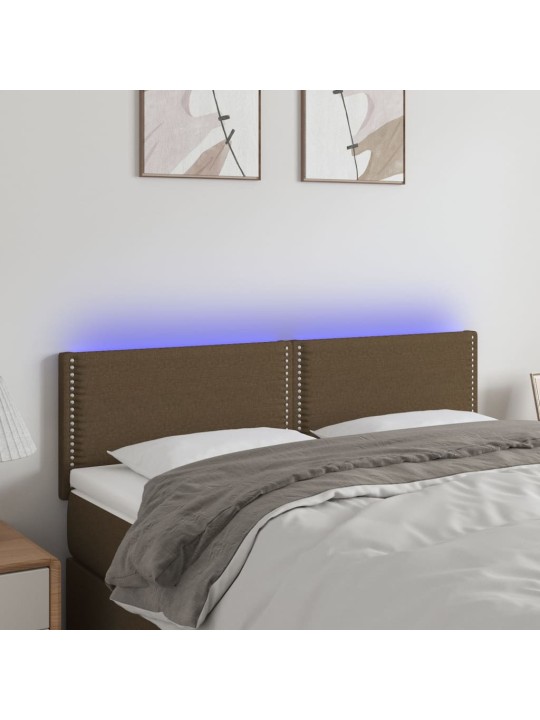 Gultas galvgalis ar LED, 144x5x78/88 cm, tumši brūns audums