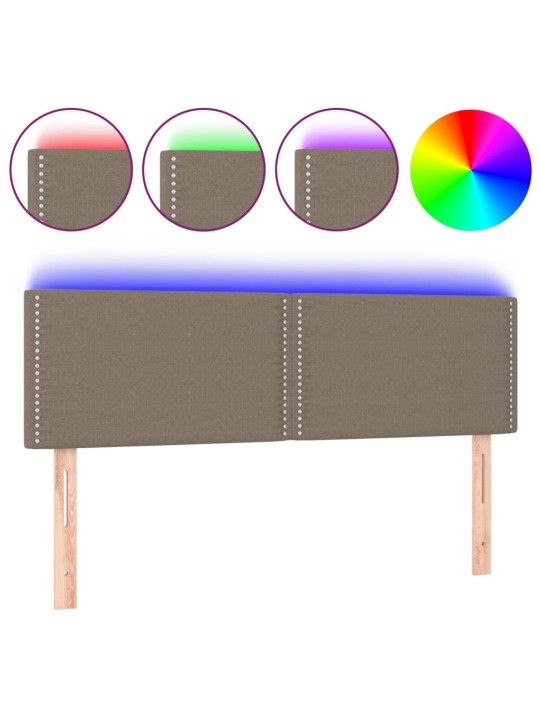 Gultas galvgalis ar led, 144x5x78/88 cm, pelēkbrūns audums