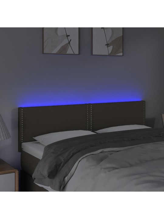 Gultas galvgalis ar led, 144x5x78/88 cm, pelēkbrūns audums