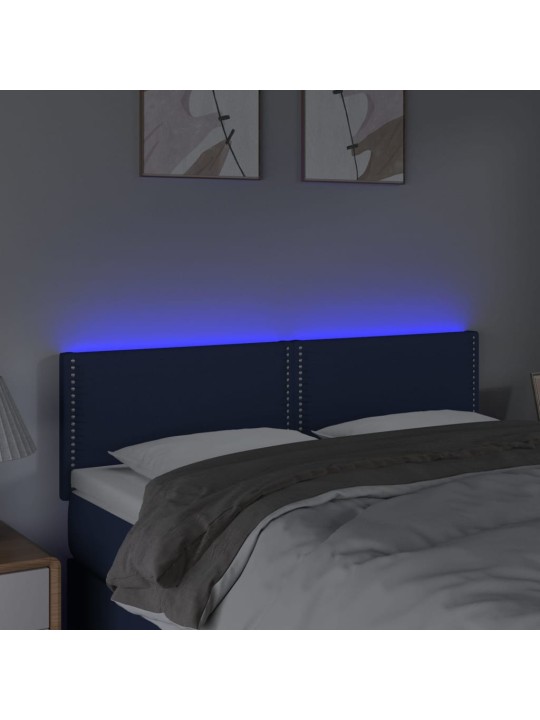 Gultas galvgalis ar LED, 144x5x78/88 cm, zils audums