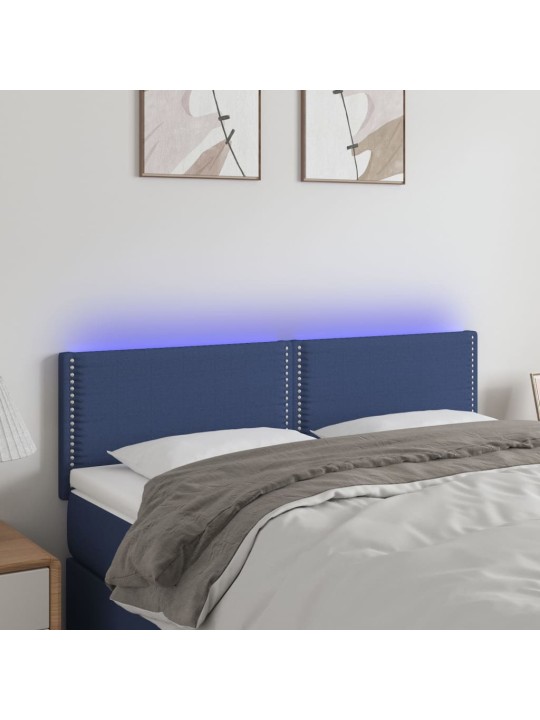 Gultas galvgalis ar LED, 144x5x78/88 cm, zils audums