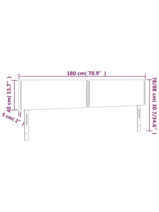 Gultas galvgalis ar LED, 180x5x78/88 cm, gaiši pelēks audums