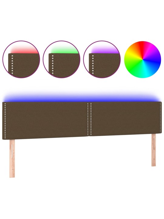 Gultas galvgalis ar led, 180x5x78/88 cm, tumši brūns audums