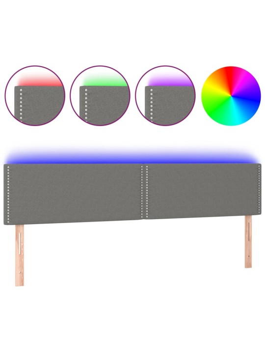 Gultas galvgalis ar led, 200x5x78/88 cm, tumši pelēks audums