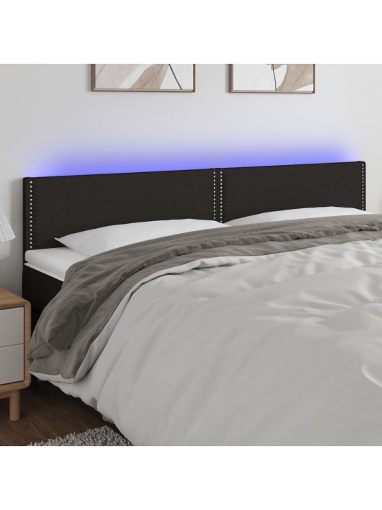 Gultas galvgalis ar led, 200x5x78/88 cm, melns audums