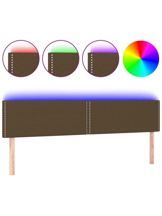 Gultas galvgalis ar led, 200x5x78/88 cm, tumši brūns audums
