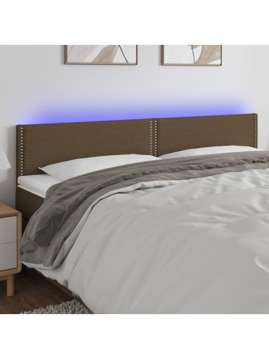 Gultas galvgalis ar led, 200x5x78/88 cm, tumši brūns audums