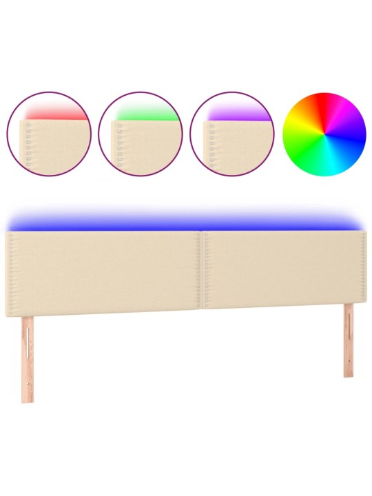 Gultas galvgalis ar led, 200x5x78/88 cm, krēmkrāsas audums