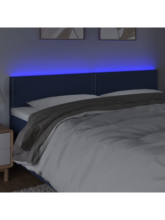 Gultas galvgalis ar led, 200x5x78/88 cm, zils audums