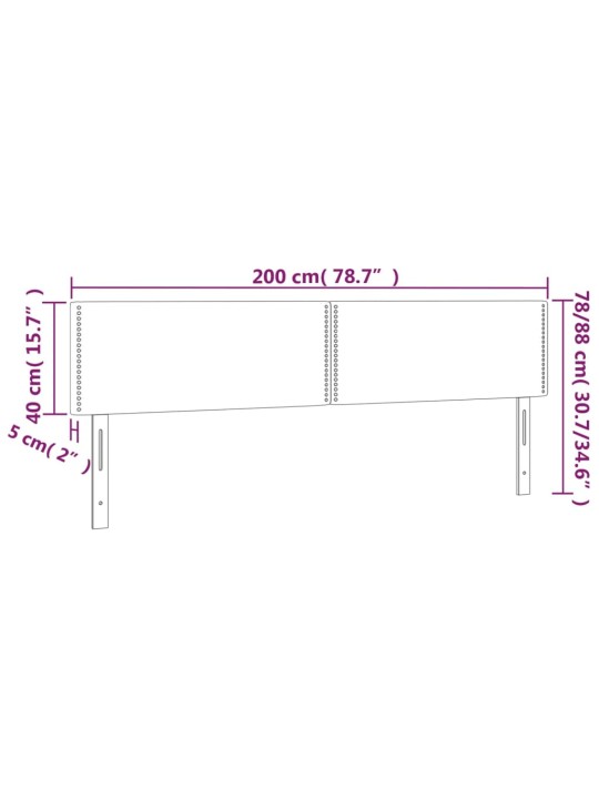 Gultas galvgalis ar led, 200x5x78/88 cm, zils audums