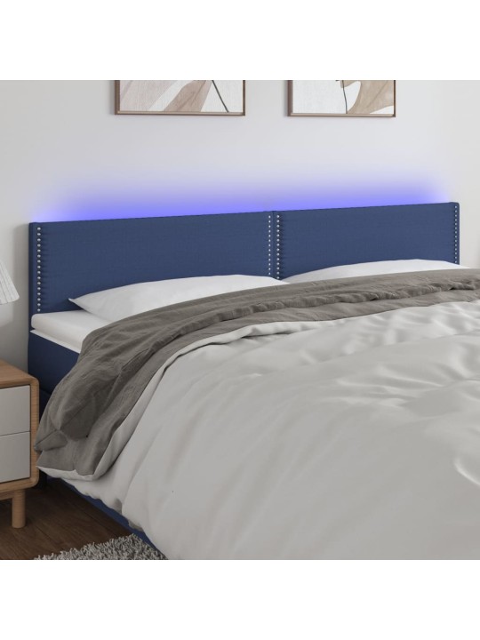 Gultas galvgalis ar led, 200x5x78/88 cm, zils audums