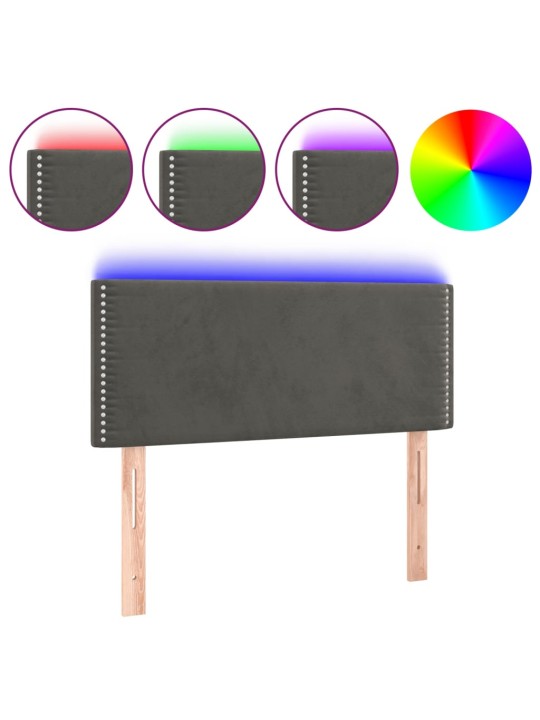 Gultas galvgalis ar led, 80x5x78/88 cm, tumši pelēks samts