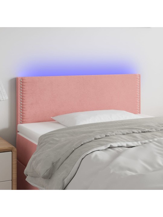 Gultas galvgalis ar led, 80x5x78/88 cm, rozā samts