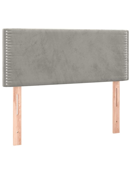 Gultas galvgalis ar led, 90x5x78/88 cm, gaiši pelēks samts