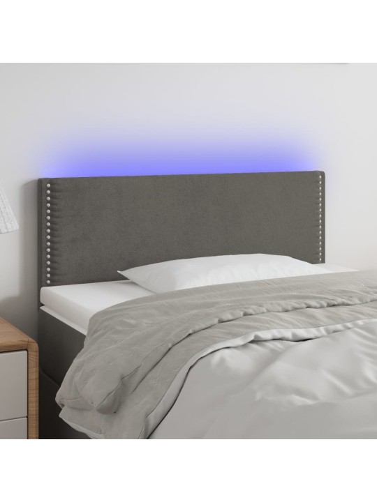 Gultas galvgalis ar led, 90x5x78/88 cm, tumši pelēks samts
