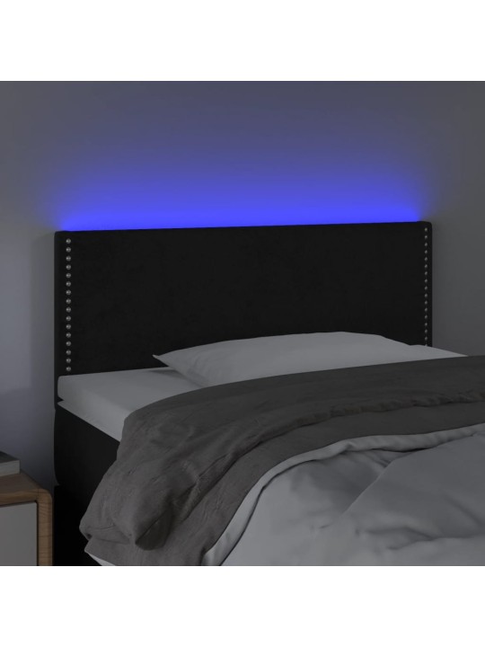 Gultas galvgalis ar led, 90x5x78/88 cm, melns samts