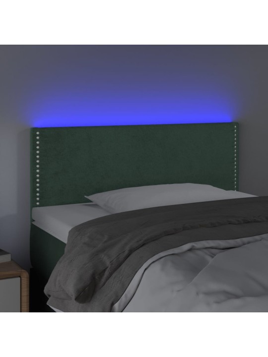 Gultas galvgalis ar led, 90x5x78 cm, tumši zaļš samts