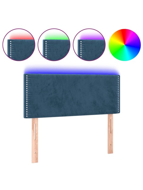 Gultas galvgalis ar led, 90x5x78/88 cm, tumši zils samts