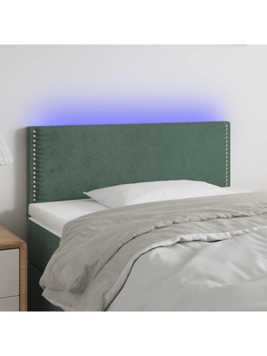 Gultas galvgalis ar LED, 100x5x78/88 cm, tumši zaļš samts
