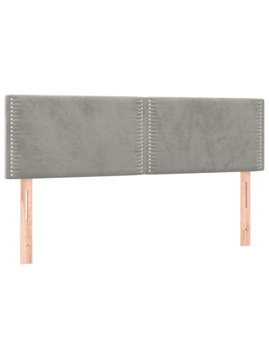 Gultas galvgalis ar LED, 144x5x78/88 cm, gaiši pelēks samts