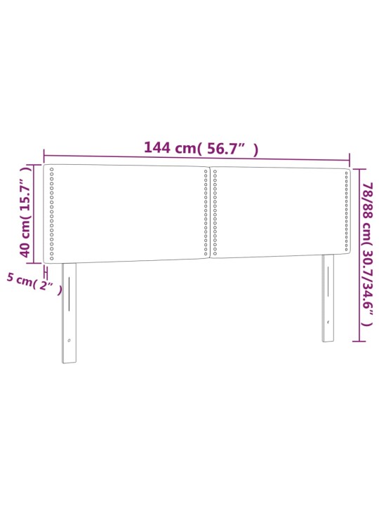 Gultas galvgalis ar LED, 144x5x78/88 cm, tumši pelēks samts