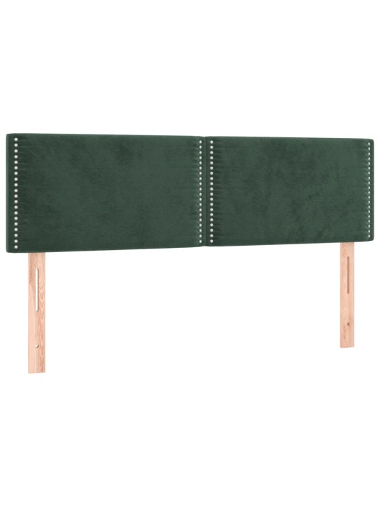 Gultas galvgalis ar LED, 144x5x78/88 cm, tumši zaļš samts