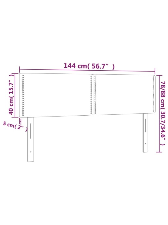 Gultas galvgalis ar LED, 144x5x78/88 cm, tumši zaļš samts